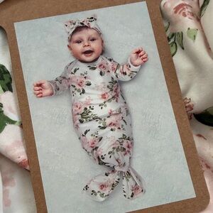 Floral Baby Swaddle and Headband Set 0-3 Month Baby Girl Newborn